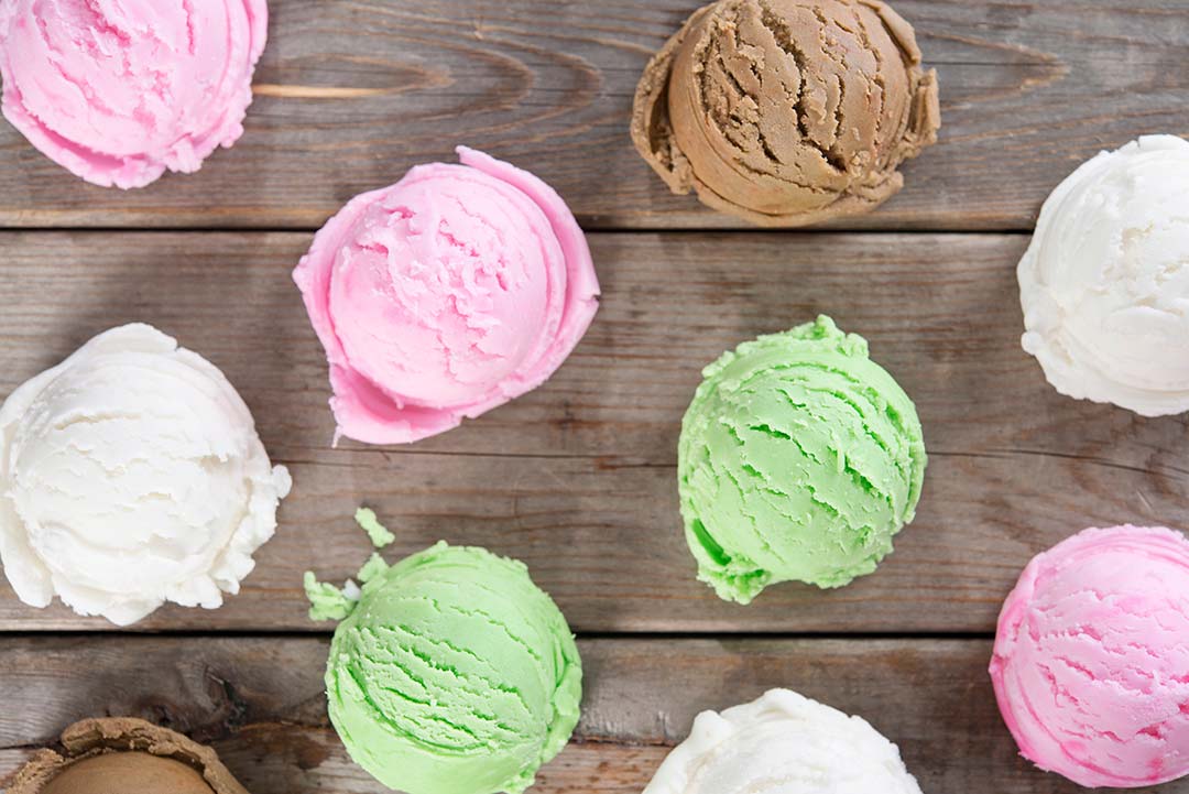 View of colorful scoops of ice cream