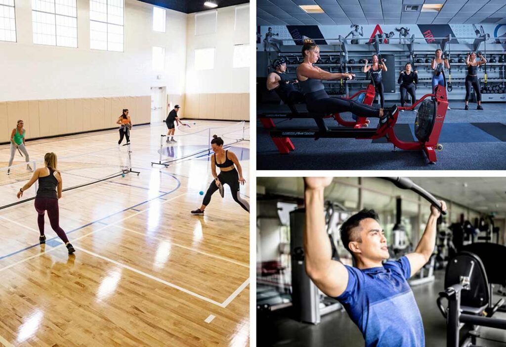 A collage of images showing people working out to promote self care at ClubSport