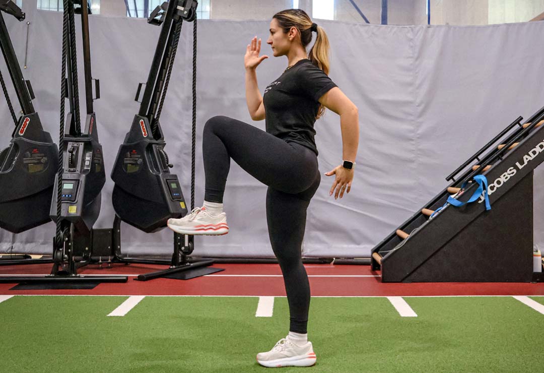 Elite Personal Trainer, Bekah Eason doing the Sprint Prep A Dynamic Sprint Warm-Up workout of the month